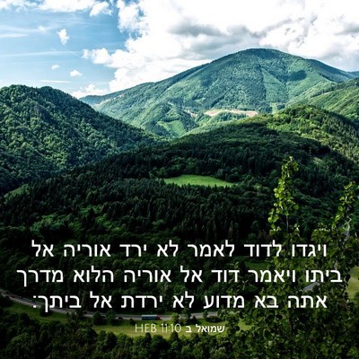 Picture 03 - שמואל ב 11:10 HEB - ויגדו לדוד לאמר לא ירד - Bible Verse Picture