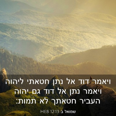 Picture 03 - שמואל ב 12:13 HEB - ויאמר דוד אל נתן חטאתי - Bible Verse Picture
