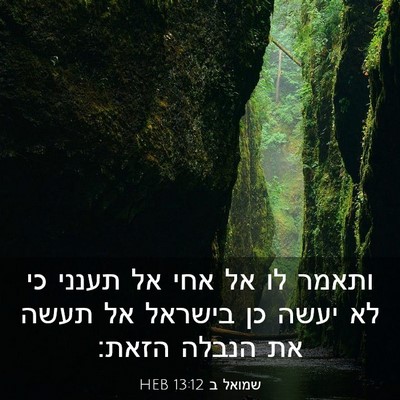 Picture 03 - שמואל ב 13:12 HEB - ותאמר לו אל אחי אל תענני כי - Bible Verse Picture