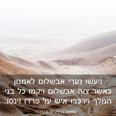 Picture 03 - שמואל ב 13:29 HEB - ויעשו נערי אבשלום לאמנון - Bible Verse Picture