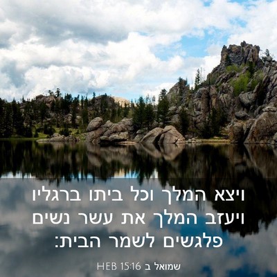 Picture 03 - שמואל ב 15:16 HEB - ויצא המלך וכל ביתו ברגליו - Bible Verse Picture