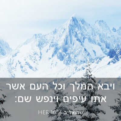 Picture 03 - שמואל ב 16:14 HEB - ויבא המלך וכל העם אשר אתו - Bible Verse Picture
