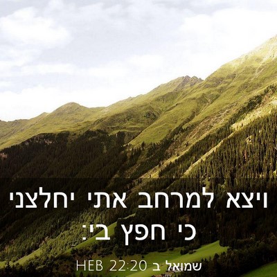 Picture 03 - שמואל ב 22:20 HEB - ויצא למרחב אתי יחלצני כי - Bible Verse Picture