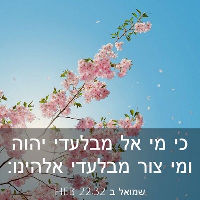Picture 03 - שמואל ב 22:32 HEB - כי מי אל מבלעדי יהוה ומי - Bible Verse Picture
