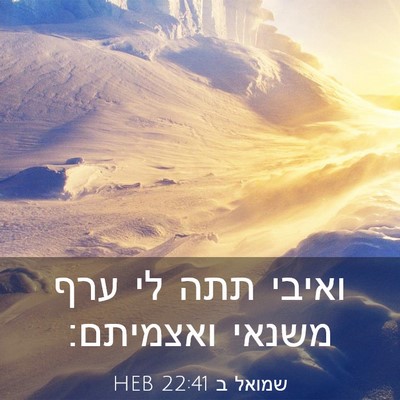 Picture 03 - שמואל ב 22:41 HEB - ואיבי תתה לי ערף משנאי - Bible Verse Picture