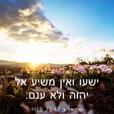 Picture 03 - שמואל ב 22:42 HEB - ישעו ואין משיע אל יהוה ולא - Bible Verse Picture