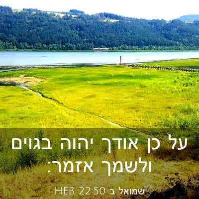 Picture 03 - שמואל ב 22:50 HEB - על כן אודך יהוה בגוים ולשמך - Bible Verse Picture