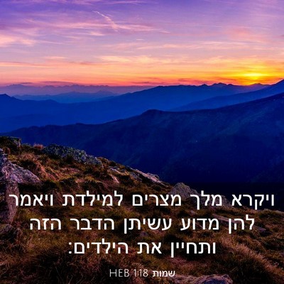 Picture 03 - שמות 1:18 HEB - ויקרא מלך מצרים למילדת - Bible Verse Picture