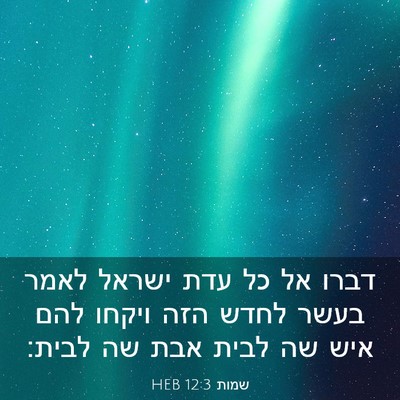 Picture 03 - שמות 12:3 HEB - דברו אל כל עדת ישראל לאמר - Bible Verse Picture