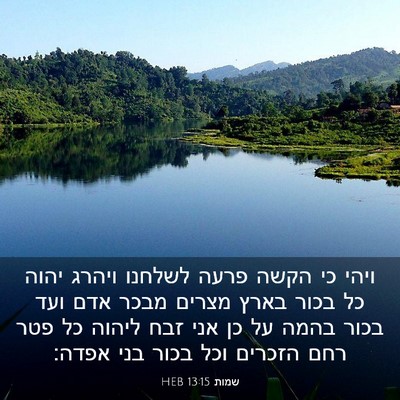 Picture 03 - שמות 13:15 HEB - ויהי כי הקשה פרעה לשלחנו - Bible Verse Picture