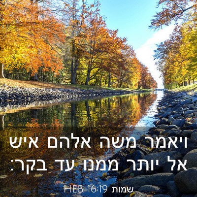Picture 03 - שמות 16:19 HEB - ויאמר משה אלהם איש אל יותר - Bible Verse Picture