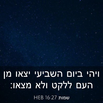 Picture 03 - שמות 16:27 HEB - ויהי ביום השביעי יצאו מן - Bible Verse Picture