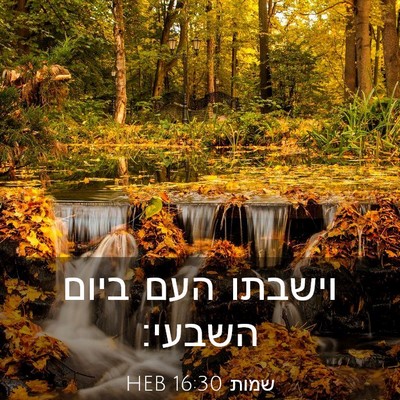 Picture 03 - שמות 16:30 HEB - וישבתו העם ביום - Bible Verse Picture