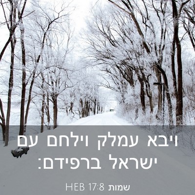 Picture 03 - שמות 17:8 HEB - ויבא עמלק וילחם עם ישראל - Bible Verse Picture