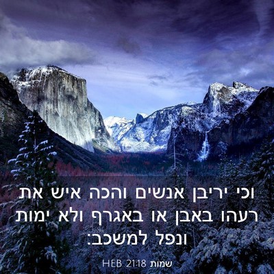 Picture 03 - שמות 21:18 HEB - וכי יריבן אנשים והכה איש את - Bible Verse Picture