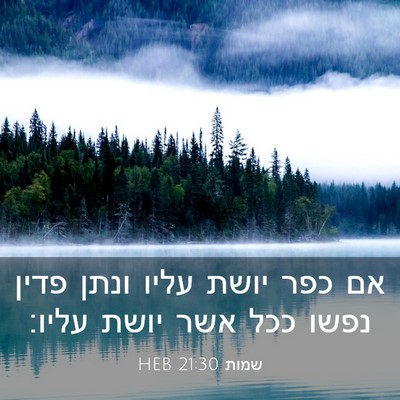 Picture 03 - שמות 21:30 HEB - אם כפר יושת עליו ונתן פדין - Bible Verse Picture