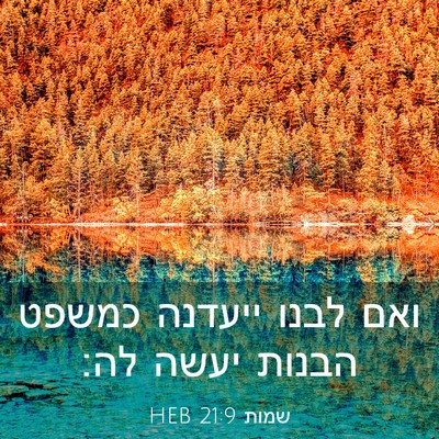 Picture 03 - שמות 21:9 HEB - ואם לבנו ייעדנה כמשפט - Bible Verse Picture