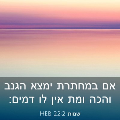 Picture 03 - שמות 22:2 HEB - אם במחתרת ימצא הגנב והכה - Bible Verse Picture