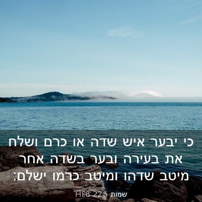 Picture 03 - שמות 22:5 HEB - כי יבער איש שדה או כרם ושלח - Bible Verse Picture
