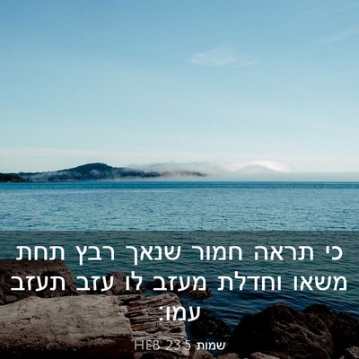 Picture 03 - שמות 23:5 HEB - כי תראה חמור שנאך רבץ תחת - Bible Verse Picture