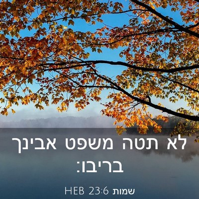 Picture 03 - שמות 23:6 HEB - לא תטה משפט אבינך - Bible Verse Picture