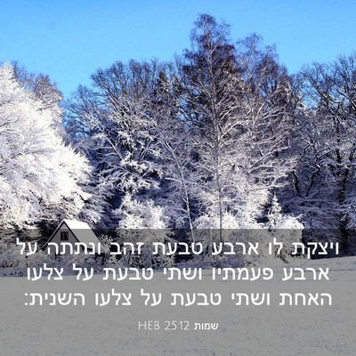 Picture 03 - שמות 25:12 HEB - ויצקת לו ארבע טבעת זהב - Bible Verse Picture