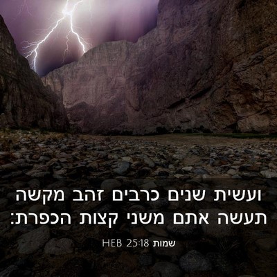 Picture 03 - שמות 25:18 HEB - ועשית שנים כרבים זהב מקשה - Bible Verse Picture