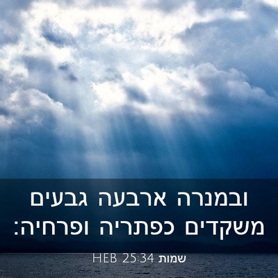Picture 03 - שמות 25:34 HEB - ובמנרה ארבעה גבעים משקדים - Bible Verse Picture