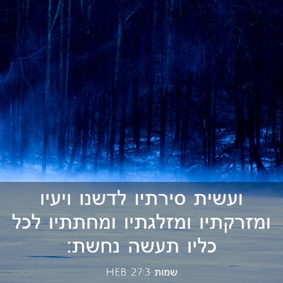 Picture 03 - שמות 27:3 HEB - ועשית סירתיו לדשנו ויעיו - Bible Verse Picture
