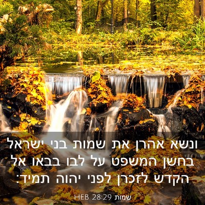 Picture 03 - שמות 28:29 HEB - ונשא אהרן את שמות בני ישראל - Bible Verse Picture