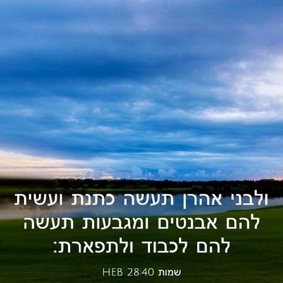 Picture 03 - שמות 28:40 HEB - ולבני אהרן תעשה כתנת ועשית - Bible Verse Picture