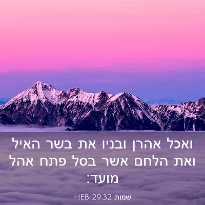 Picture 03 - שמות 29:32 HEB - ואכל אהרן ובניו את בשר האיל - Bible Verse Picture
