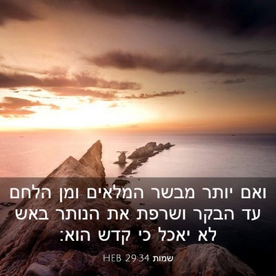 Picture 03 - שמות 29:34 HEB - ואם יותר מבשר המלאים ומן - Bible Verse Picture