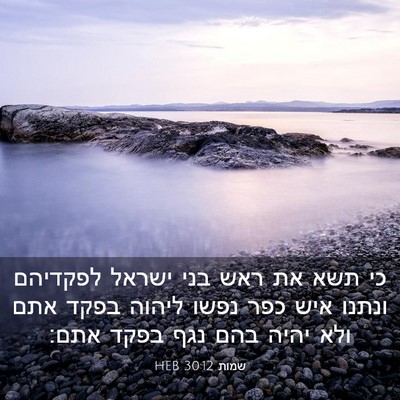 Picture 03 - שמות 30:12 HEB - כי תשא את ראש בני ישראל - Bible Verse Picture