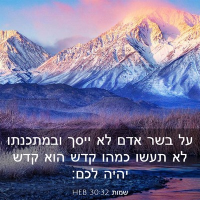 Picture 03 - שמות 30:32 HEB - על בשר אדם לא ייסך ובמתכנתו - Bible Verse Picture