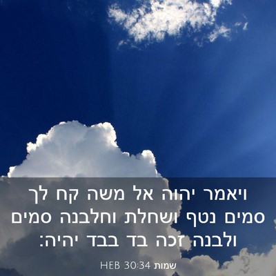 Picture 03 - שמות 30:34 HEB - ויאמר יהוה אל משה קח לך - Bible Verse Picture
