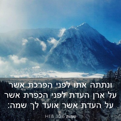 Picture 03 - שמות 30:6 HEB - ונתתה אתו לפני הפרכת אשר על - Bible Verse Picture