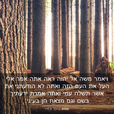 Picture 03 - שמות 33:12 HEB - ויאמר משה אל יהוה ראה אתה - Bible Verse Picture