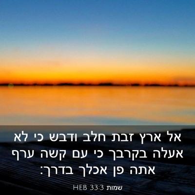 Picture 03 - שמות 33:3 HEB - אל ארץ זבת חלב ודבש כי לא - Bible Verse Picture