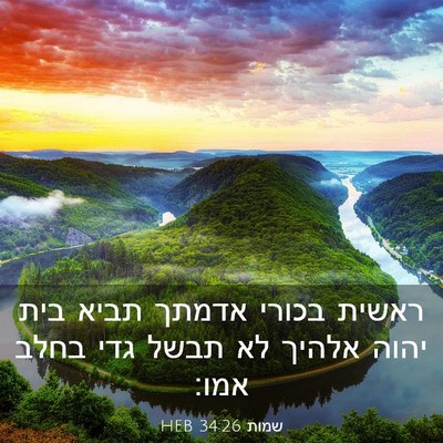 Picture 03 - שמות 34:26 HEB - ראשית בכורי אדמתך תביא בית - Bible Verse Picture