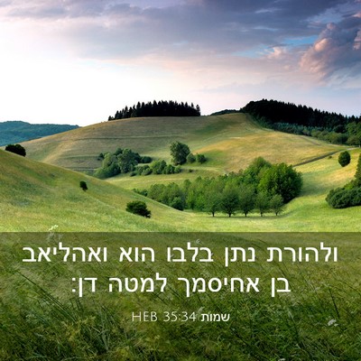 Picture 03 - שמות 35:34 HEB - ולהורת נתן בלבו הוא - Bible Verse Picture