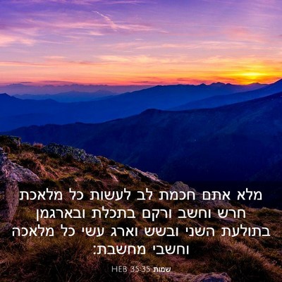 Picture 03 - שמות 35:35 HEB - מלא אתם חכמת לב לעשות כל - Bible Verse Picture