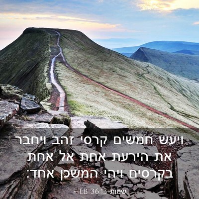 Picture 03 - שמות 36:13 HEB - ויעש חמשים קרסי זהב ויחבר - Bible Verse Picture