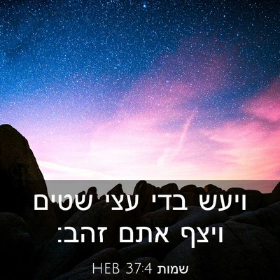Picture 03 - שמות 37:4 HEB - ויעש בדי עצי שטים ויצף אתם - Bible Verse Picture