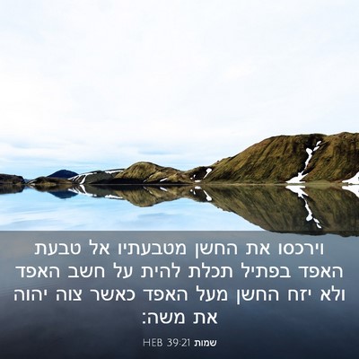 Picture 03 - שמות 39:21 HEB - וירכסו את החשן מטבעתיו אל - Bible Verse Picture