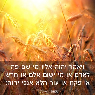 Picture 03 - שמות 4:11 HEB - ויאמר יהוה אליו מי שם פה - Bible Verse Picture