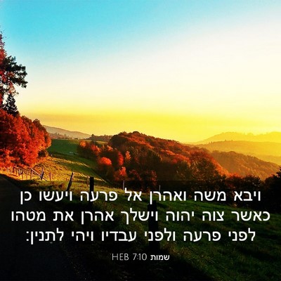 Picture 03 - שמות 7:10 HEB - ויבא משה ואהרן אל פרעה - Bible Verse Picture