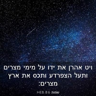 Picture 03 - שמות 8:6 HEB - ויט אהרן את ידו על מימי - Bible Verse Picture