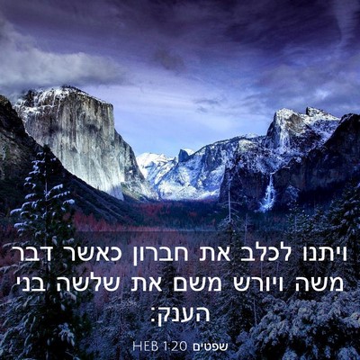 Picture 03 - שפטים 1:20 HEB - ויתנו לכלב את חברון כאשר - Bible Verse Picture