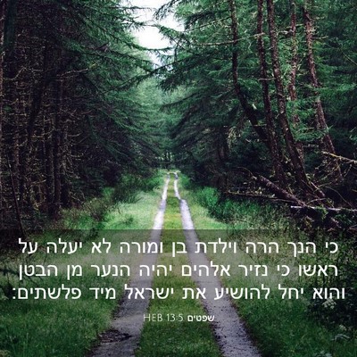Picture 03 - שפטים 13:5 HEB - כי הנך הרה וילדת בן ומורה - Bible Verse Picture